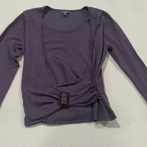 Apt. 9 Deep Purple Women's Blouse with Buckle Accent